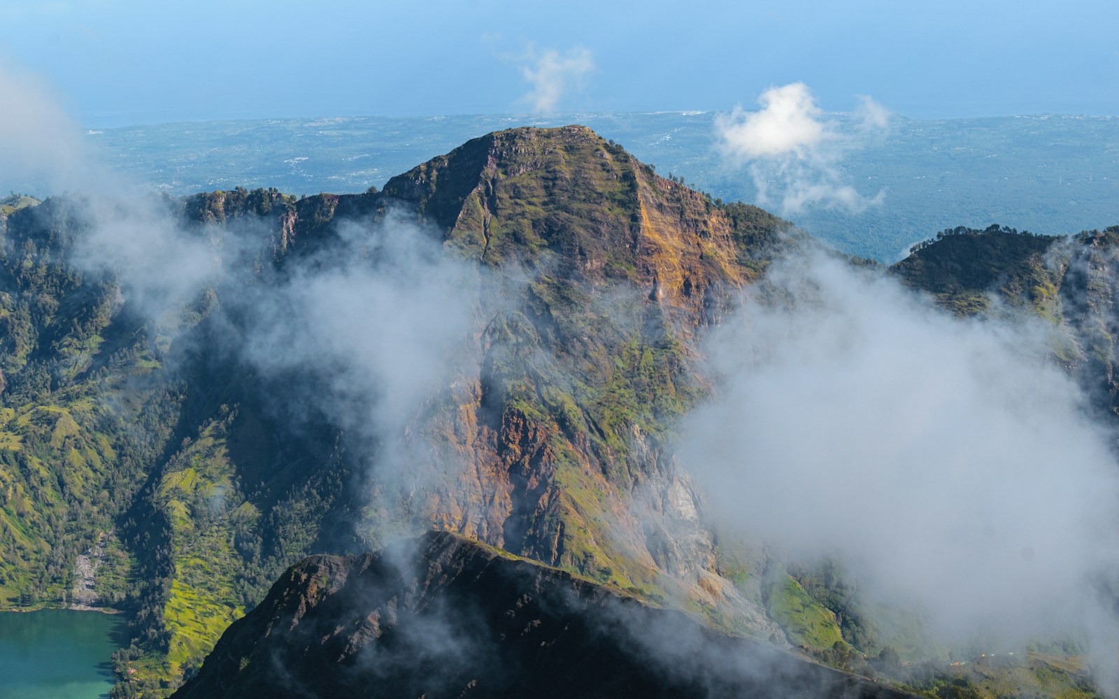 Misty Mount Rinjani crater landscape